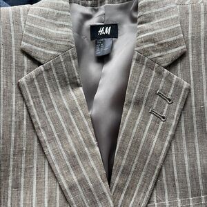 H&M Men's Taupe Pinstripe Blazer